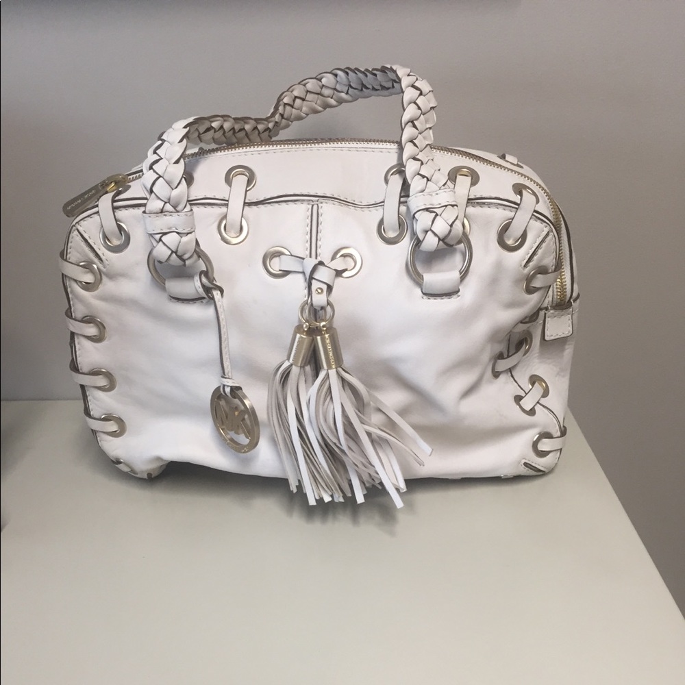 Michael Kors large white astro grommet satchel